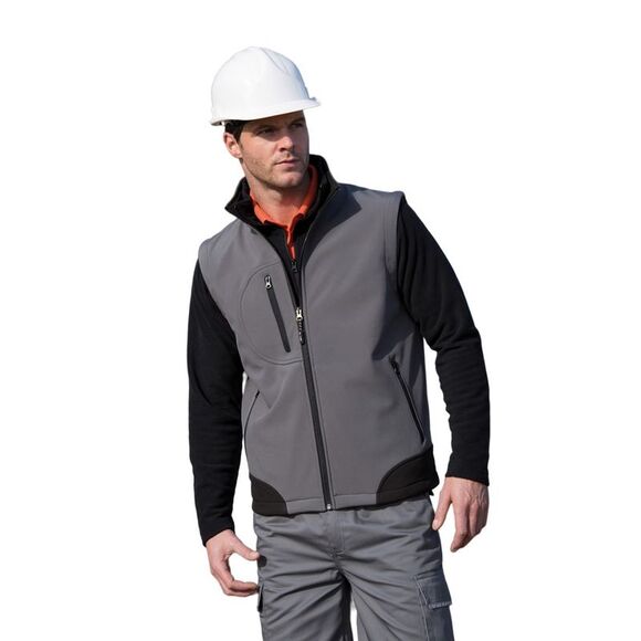 Result Mens Softshell Body Warmer / Workguard Grey/Black - Picture 2 of 3